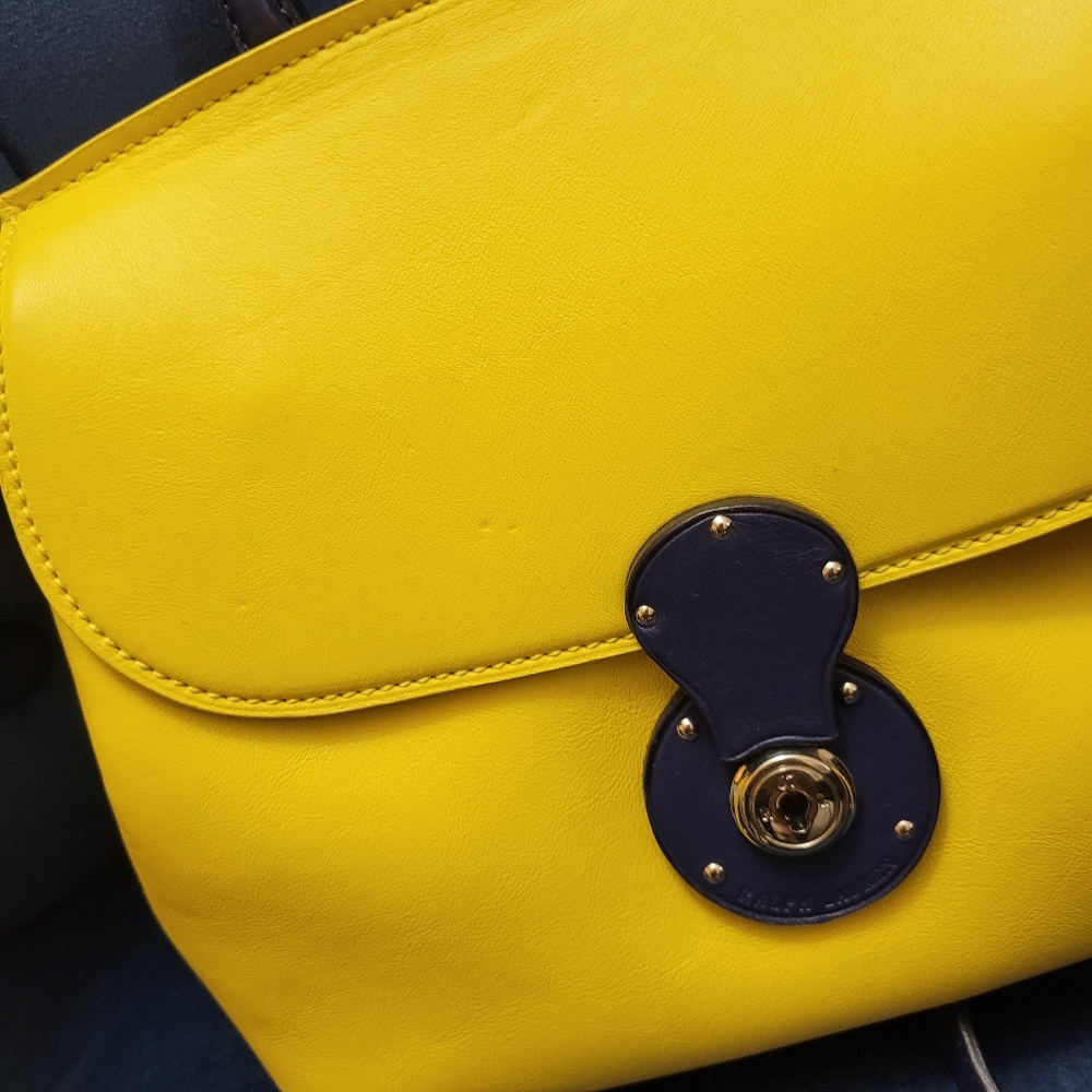 Ralph Lauren Ricky Bag - Yellow and Navy - Picture 5 of 12